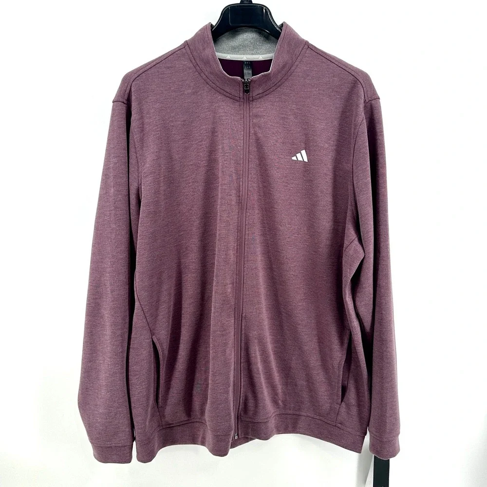 Adidas Elevated Jacket Mens 2XL Shadow Fig Heather Full Zip ADVR0896 NEW